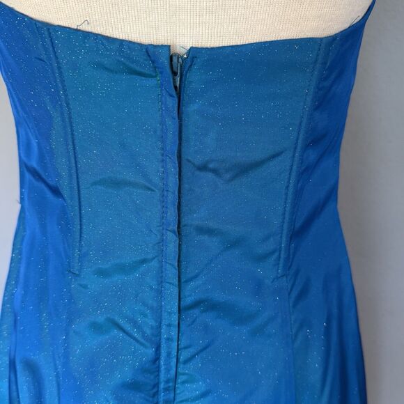 VTG Jessica Mcclintock Dress Sz 7 Formal Gunne Sax Blue Glitter Boning READ - Picture 6 of 16